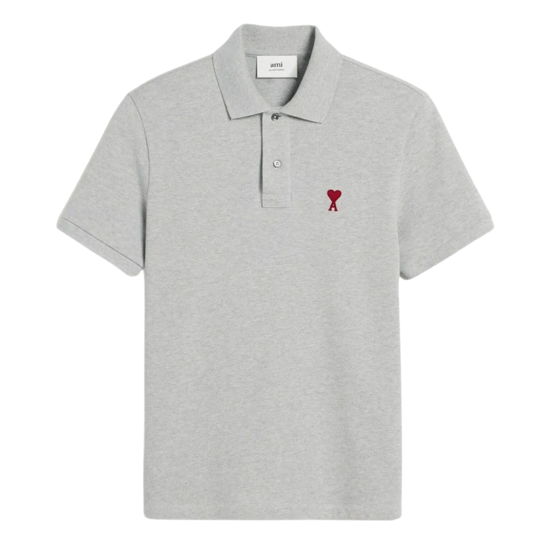 Grey Cotton Ami de Coeur Polo Shirt Ami de Coeur polo shirt in organic cotton pique