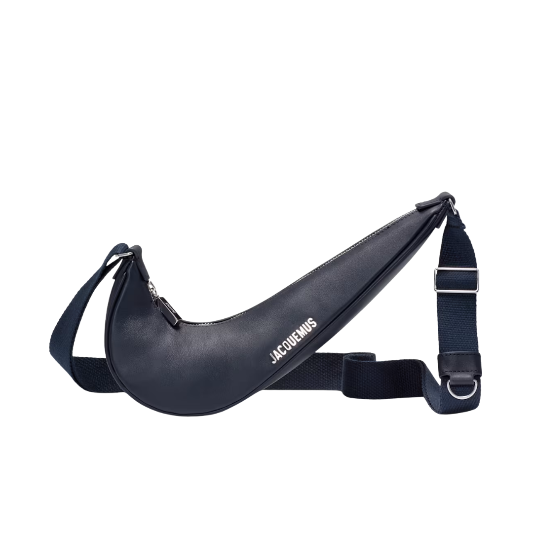 Nike X Jacquemus Le Swoosh Leather Shoulder Bag In Midnight Navy Blue