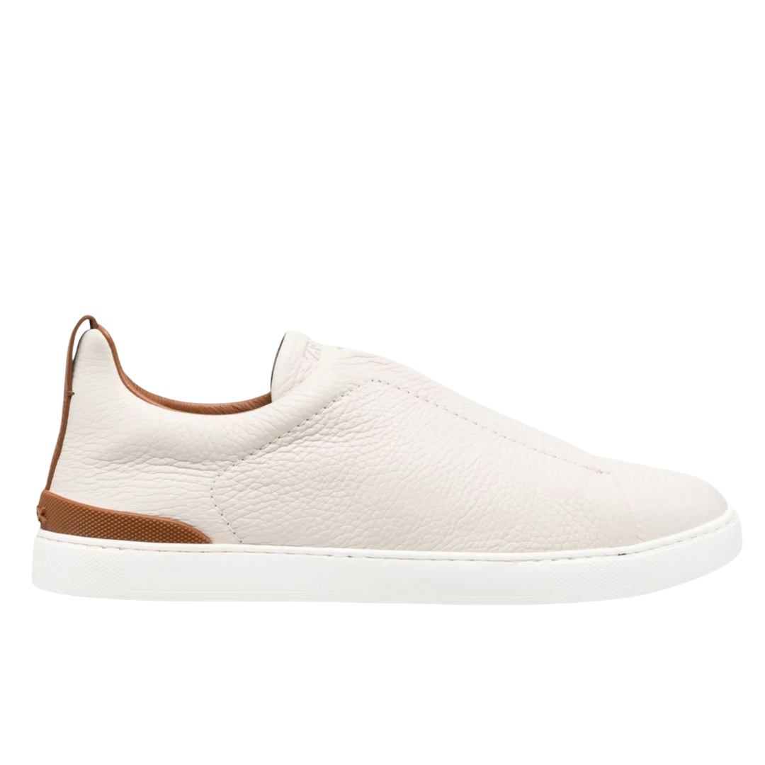 Zegna Triple Stitch Low-Top Sneakers Light Beige/Caramel Brown