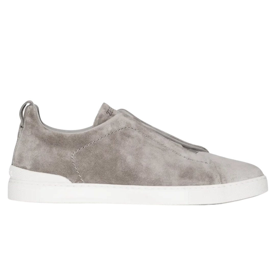 Zegna Triple Stitch Suede Sneakers Grey