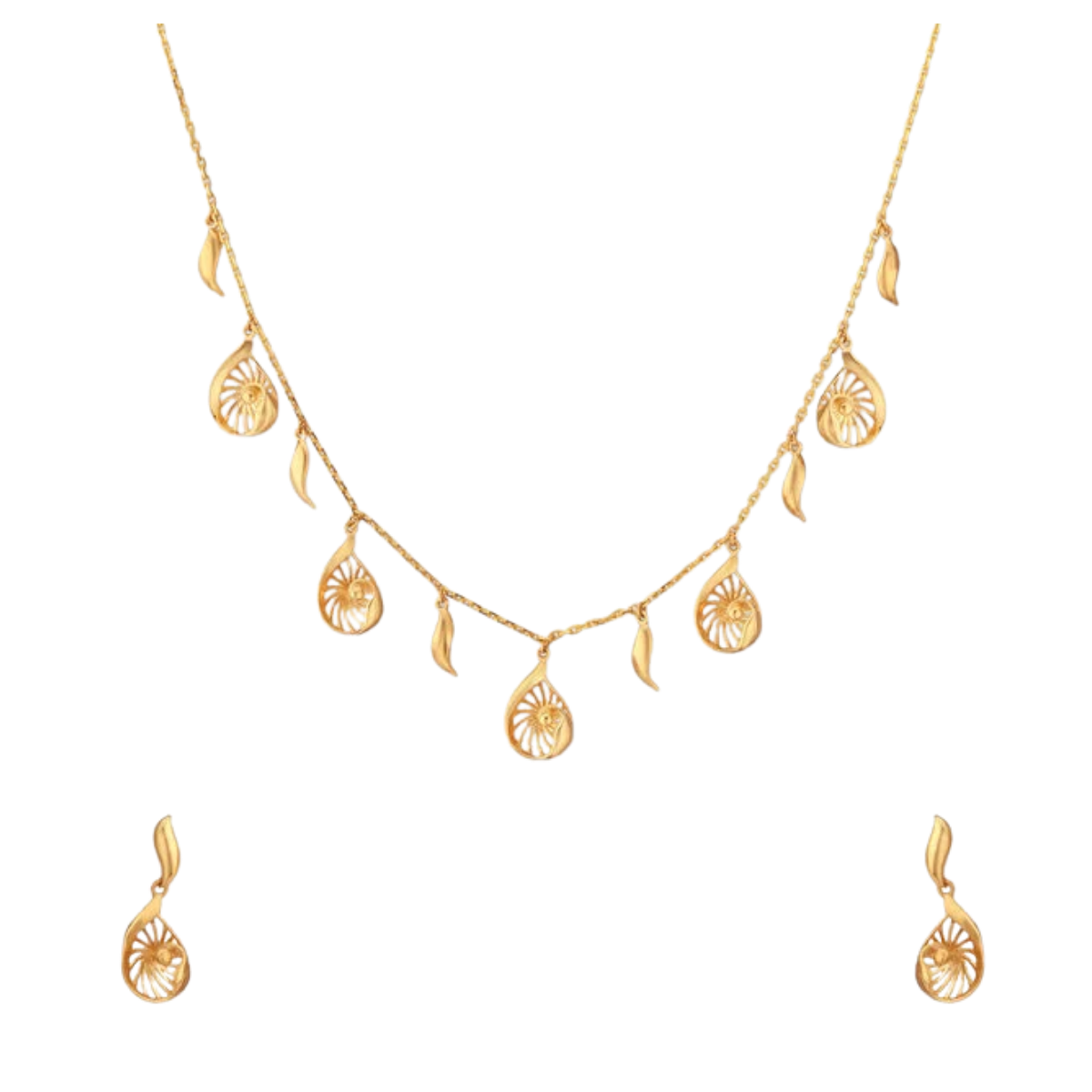 Luminous Leaf Gold Necklace Set
