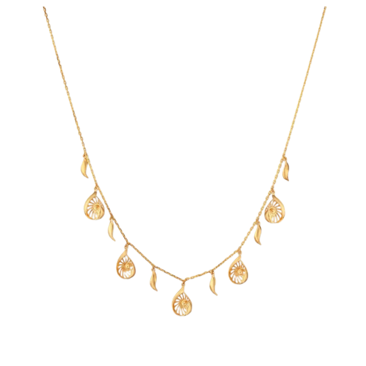 Luminous Leaf Gold Necklace Set