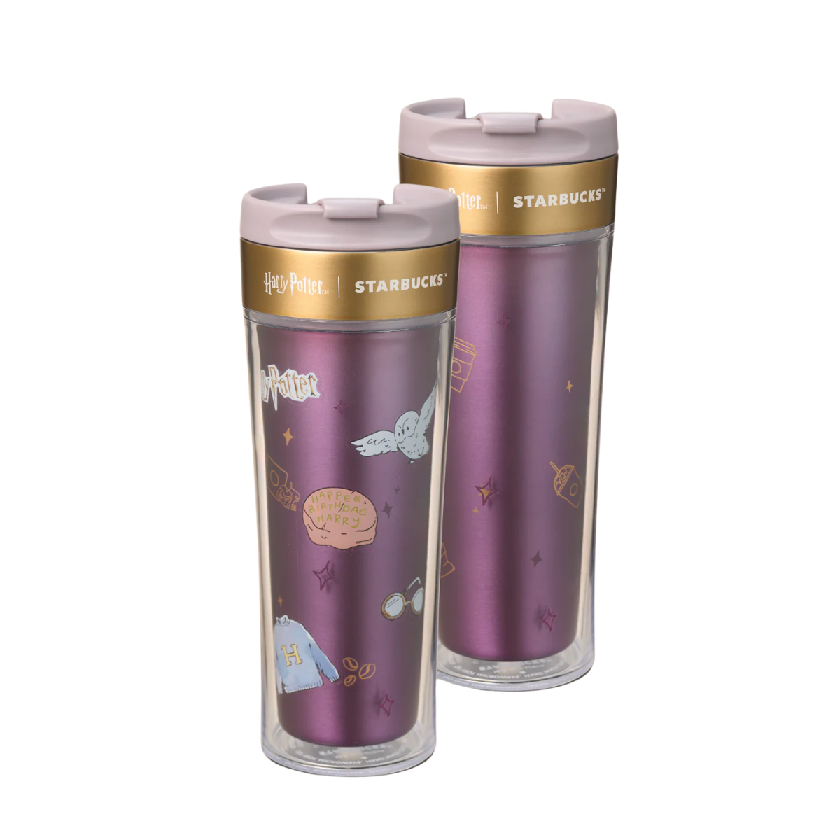 Harry Potter Starbucks Diy Purple 16oz Stainless Steel Tumbler With Stickers