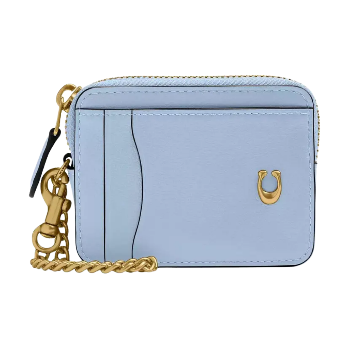 Coach Essentialchain Calfskin Card Holder Women's Light Blue
