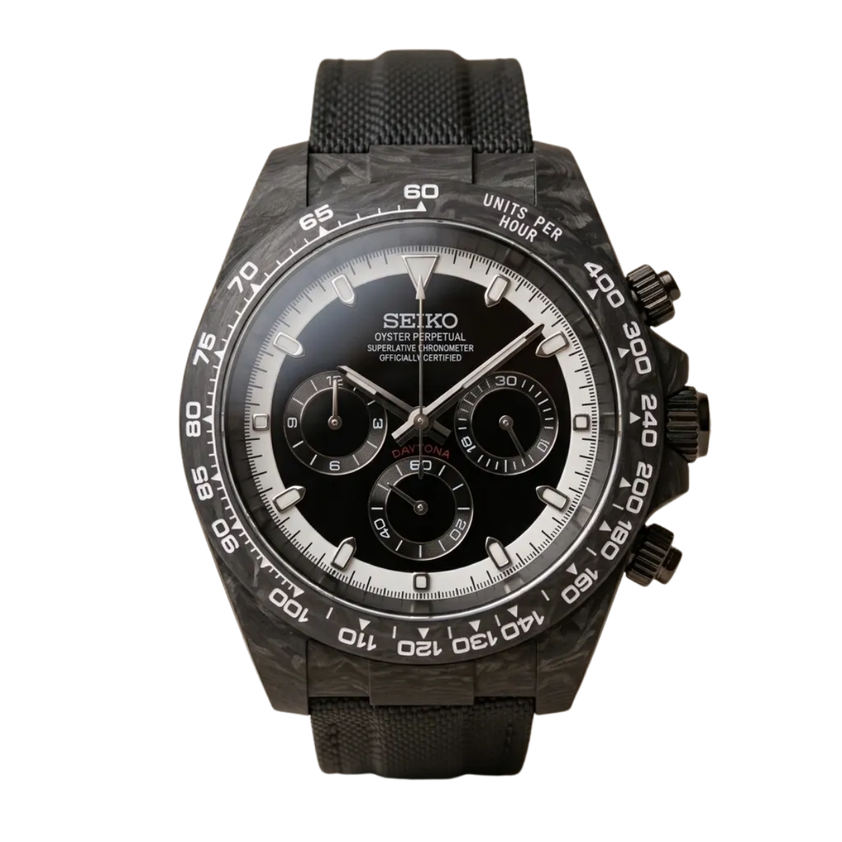 SEIKO  Mod Daytona "Forged Carbon" Chronograph – Forged Carbon Case & Exotic Dial