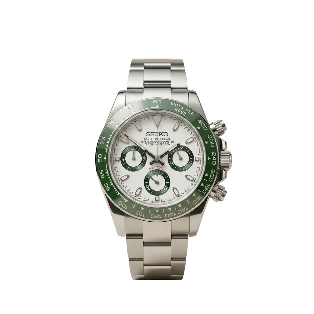 SEIKO Mod Daytona "Green Panda" – White Dial & Green Ceramic Bezel