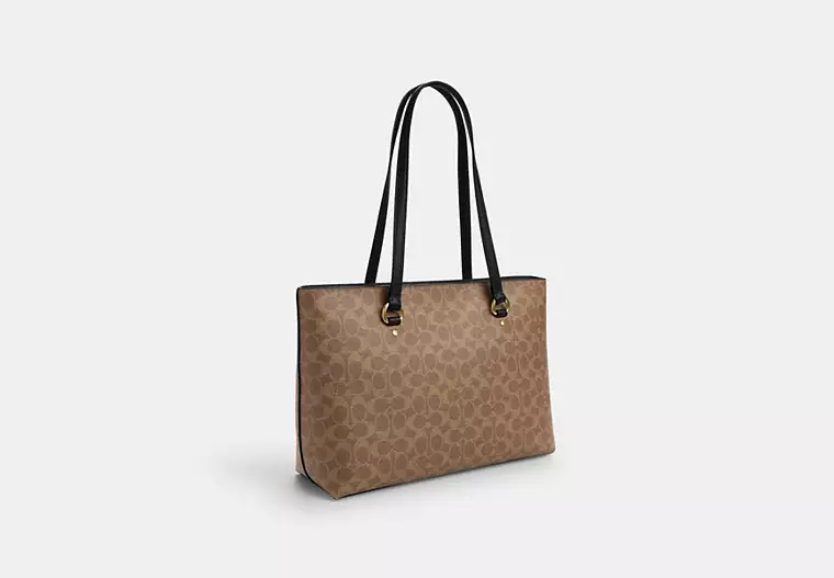 Station Tote Bag In Signature Canvas Signature Canvas/Gold/Tan/Black