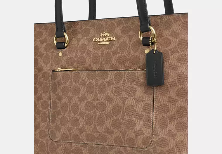 Station Tote Bag In Signature Canvas Signature Canvas/Gold/Tan/Black