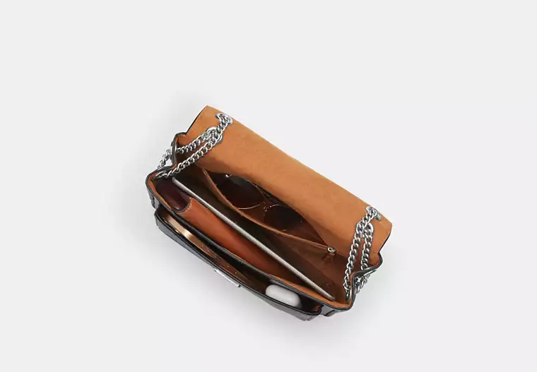 Elodie Crossbody Bag Crinkle Leather/Silver/Black