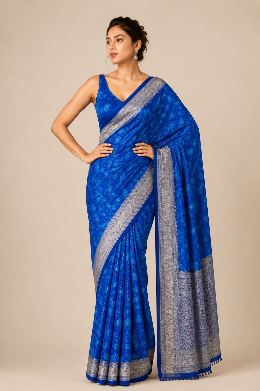 Ivory Noor Organza Saree With Hand Embroidered Gold Motifs