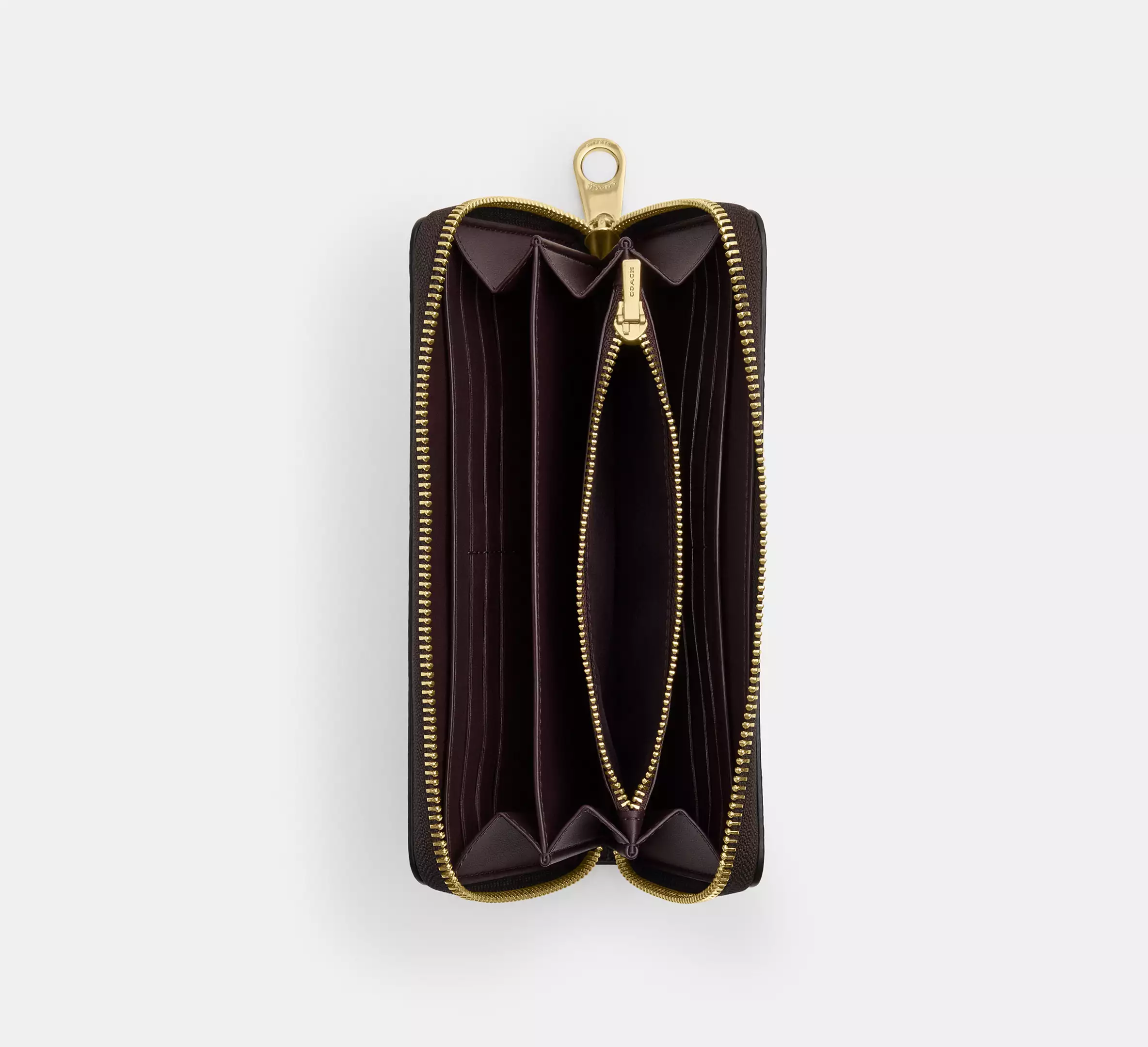 Long Zip Around Wallet In Signature Canvas signature canvas/Gold/Walnut/Black