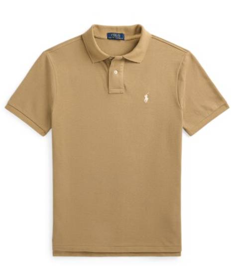 Polo Ralph Lauren Men Beige Slim Fit Mesh Polo Shirt