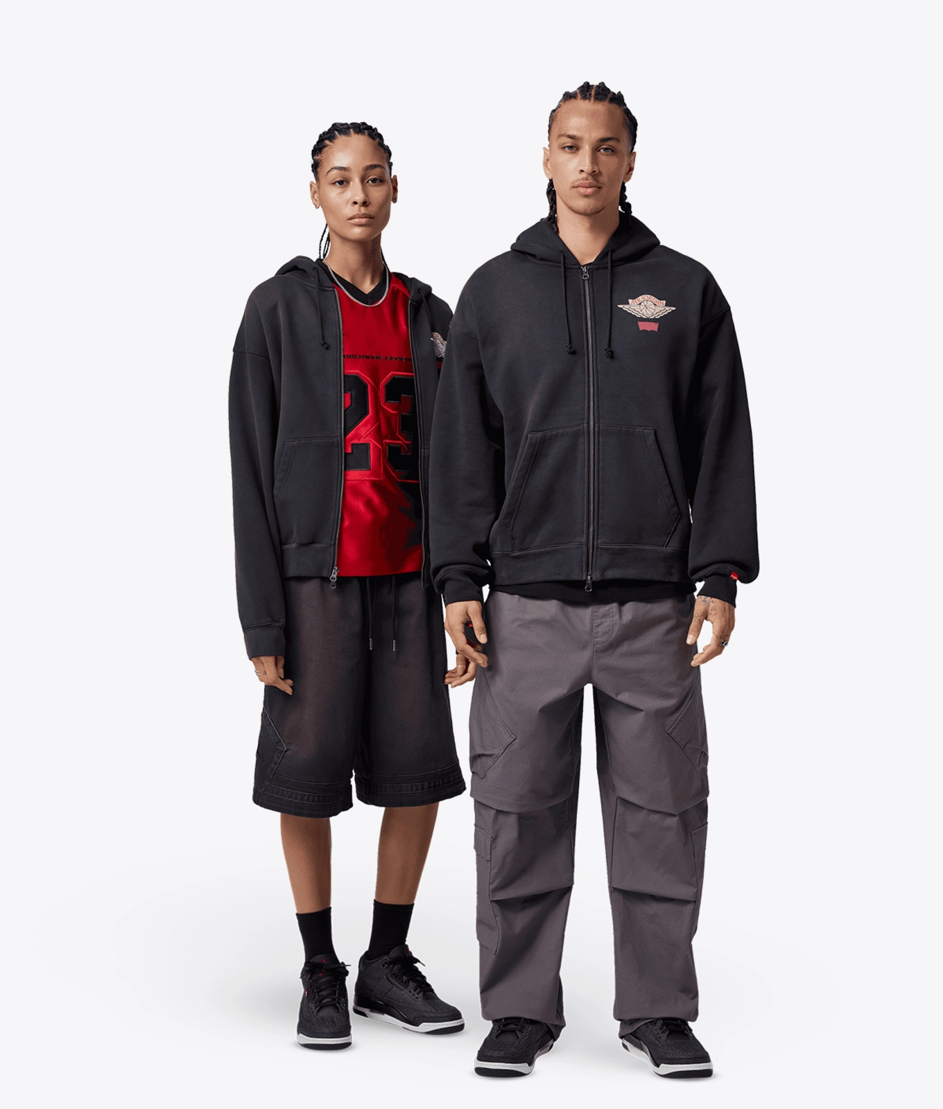 Jordan X Levis Hoodie Black/Pale Ivory-Gym Red