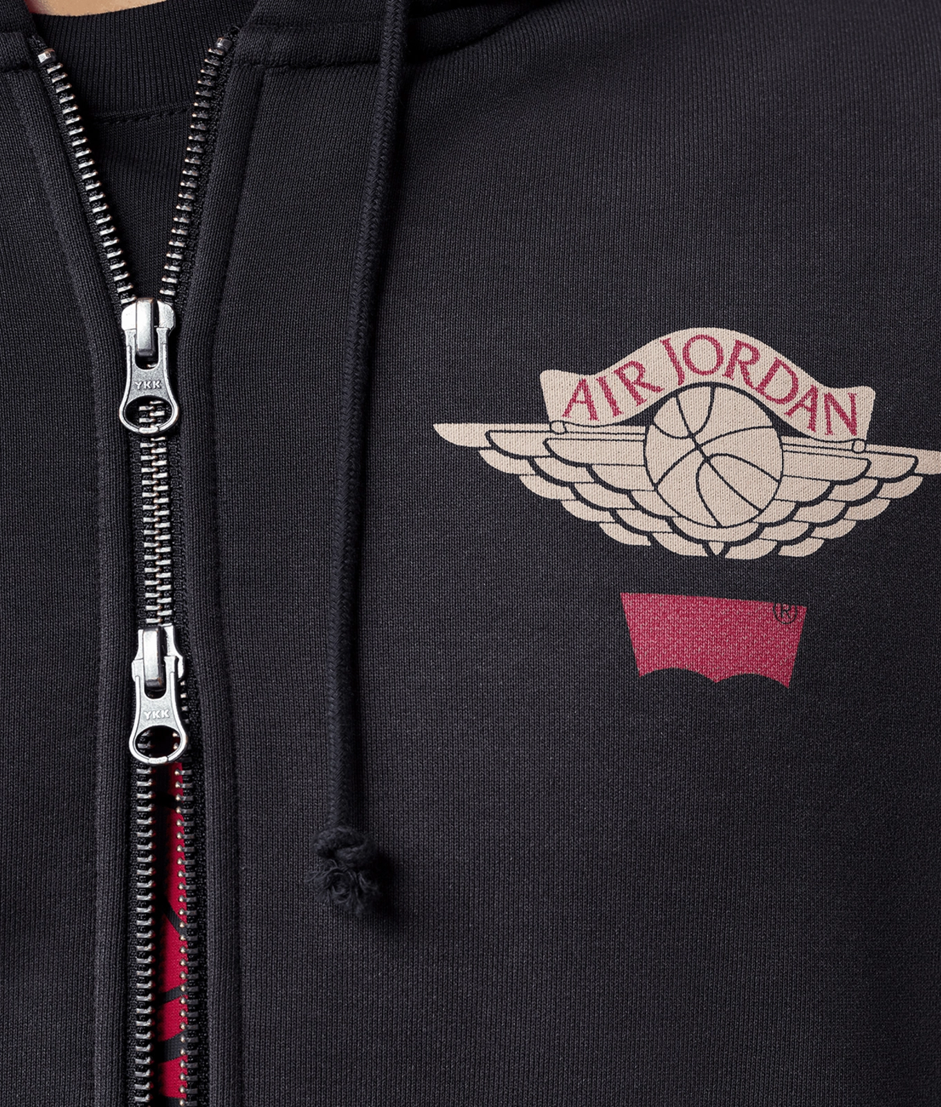 Jordan X Levis Hoodie Black/Pale Ivory-Gym Red