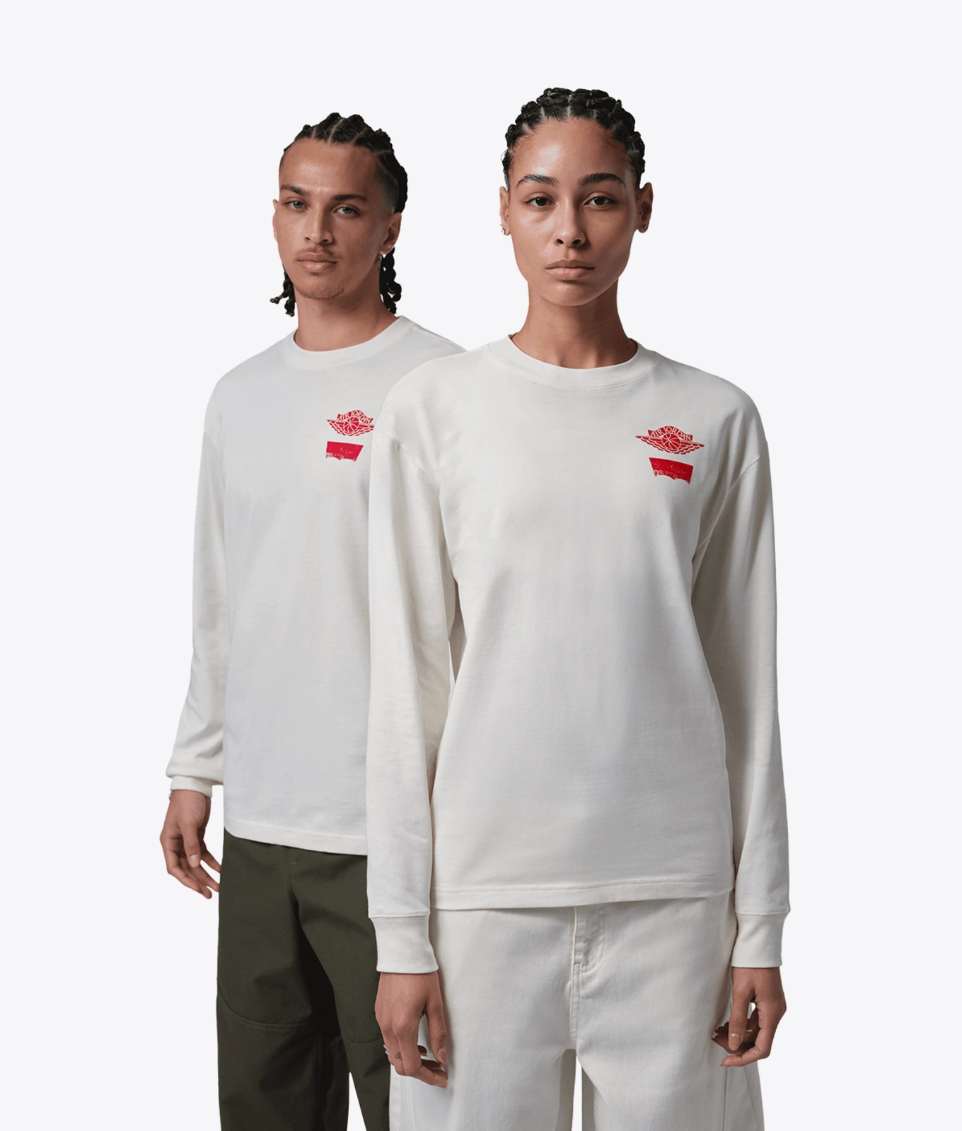 Jordan X Levis Long Sleeve Tee Pale Ivory/Black-University Red