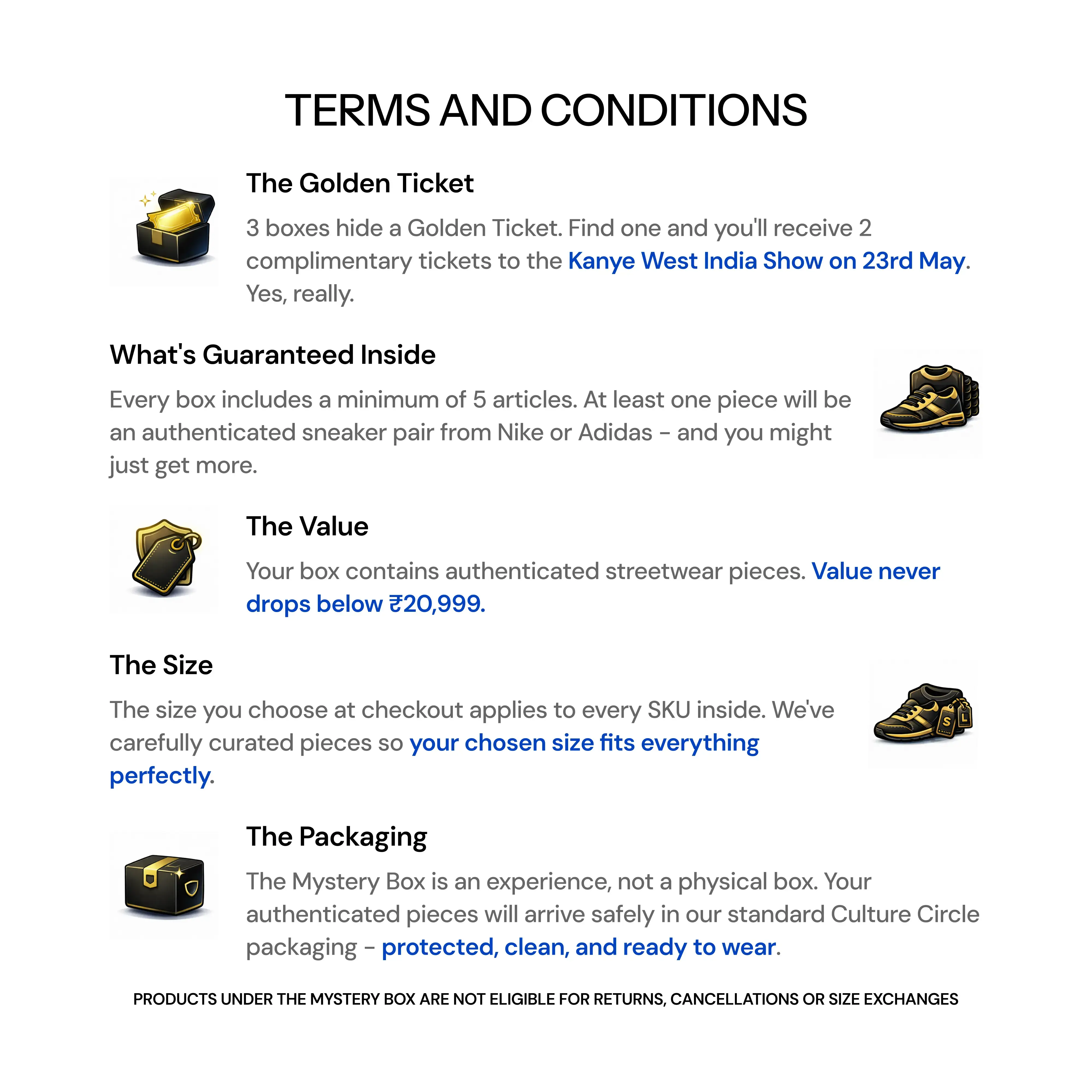 Mystery Box Gold [1 Sneakers Pair +1 Hype Apparel + 3 Premium Apparel Inside] - Worth ₹20,999