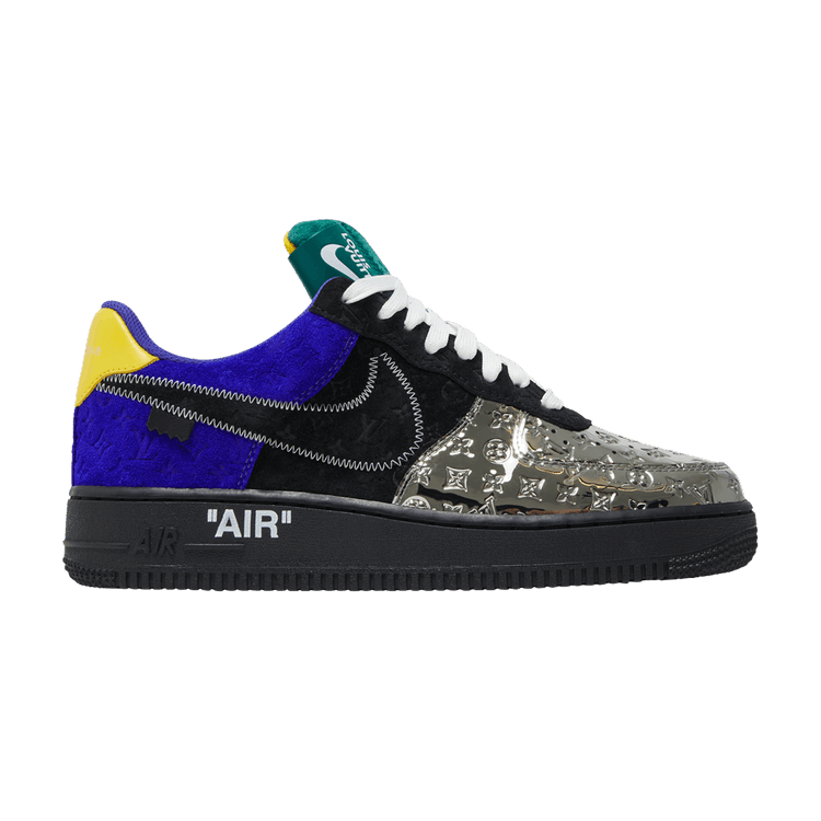 靴/バッグ Louis Vuitton Nike Air Force 1 Low By Virgil Abloh Black llic Silver Louis Vuitton Nike Air Force 1 Low By Virgil Abloh Black Metallic