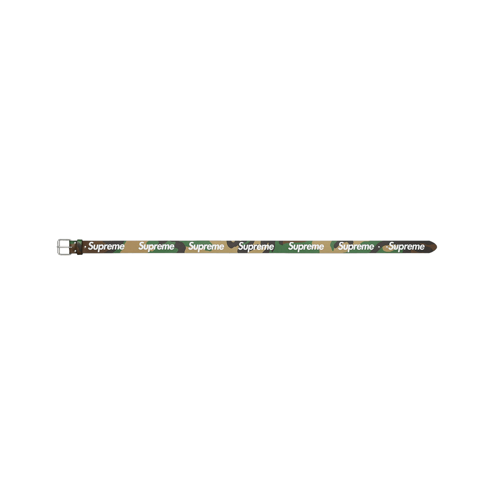 Supreme Repeat Leather Belt Woodland Camo