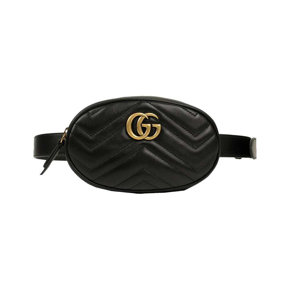 Gucci Quilted Leather GG Marmont Matelassé Belt Bag 38/95 Black