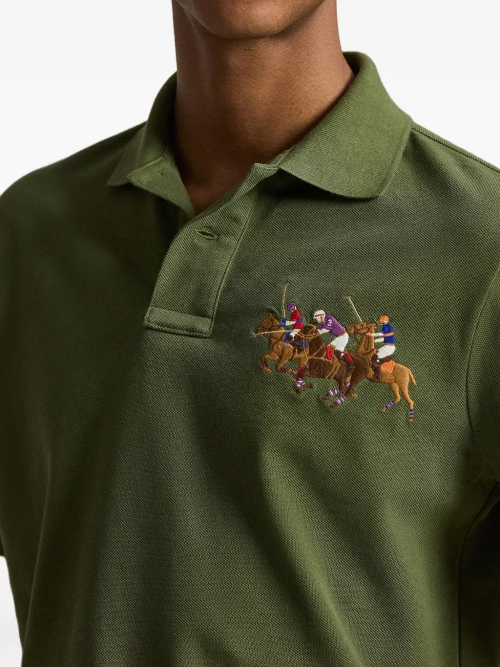 embroidered triple-pony polo shirt