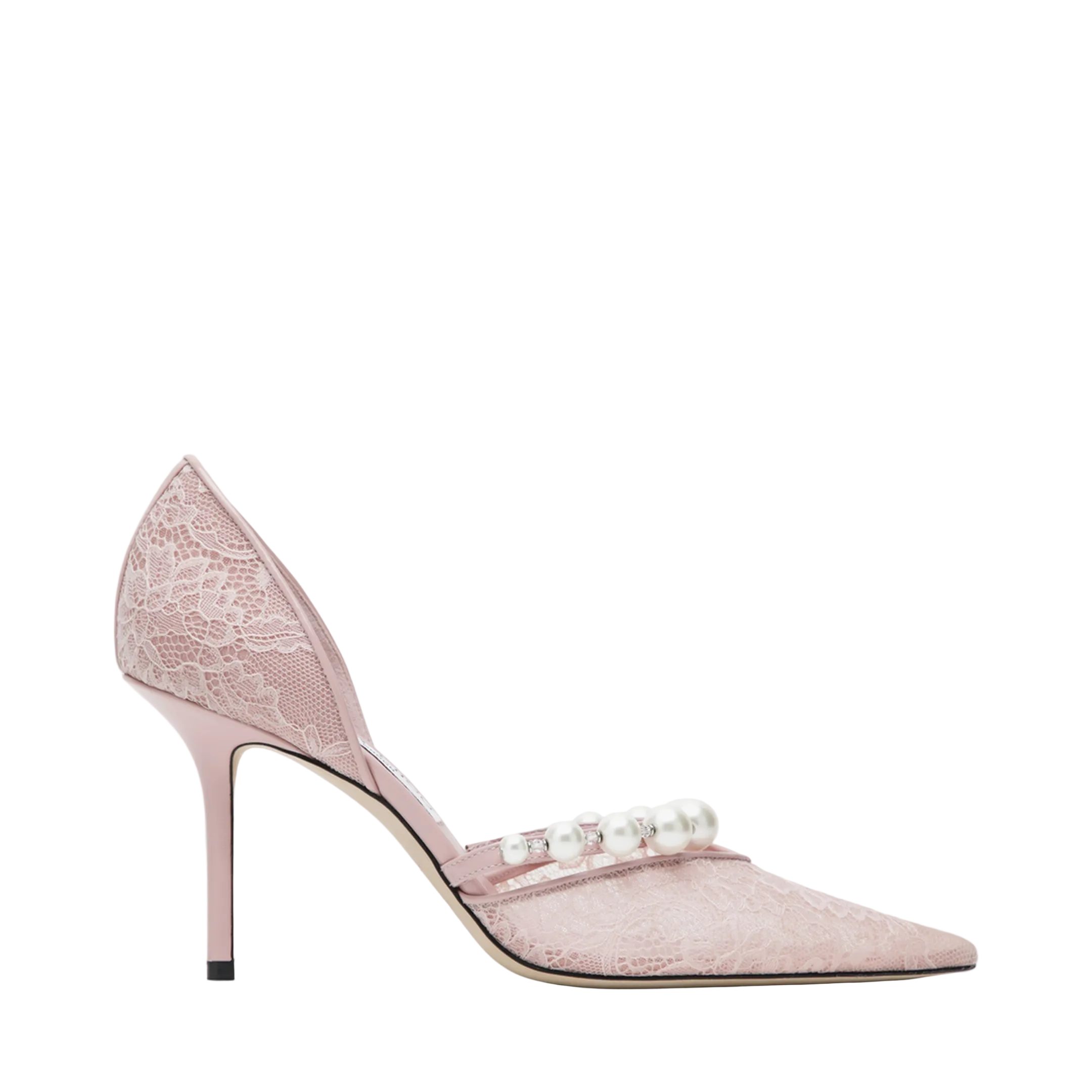 Pink Lace Décolleté with Pearl Decoration