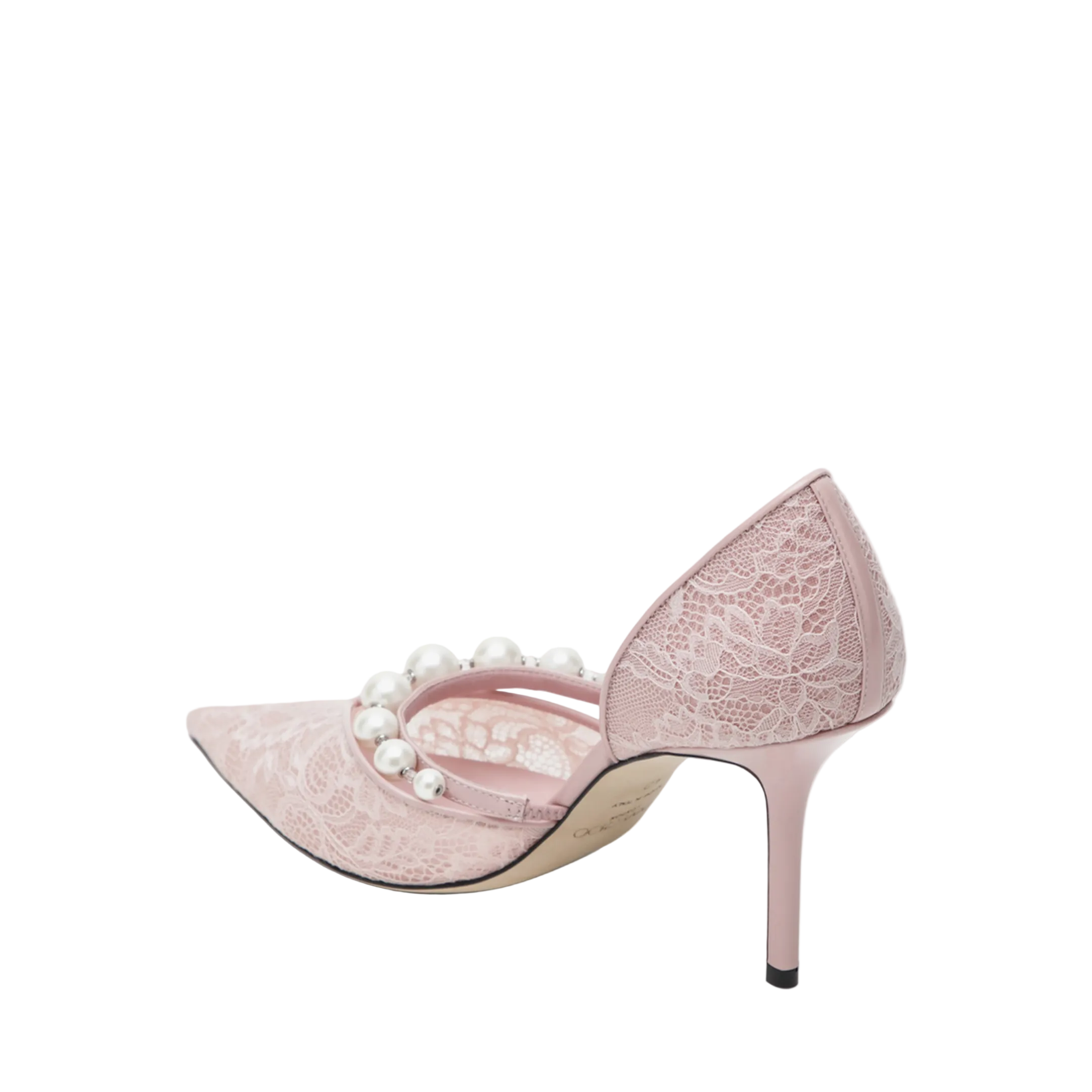 Pink Lace Décolleté with Pearl Decoration