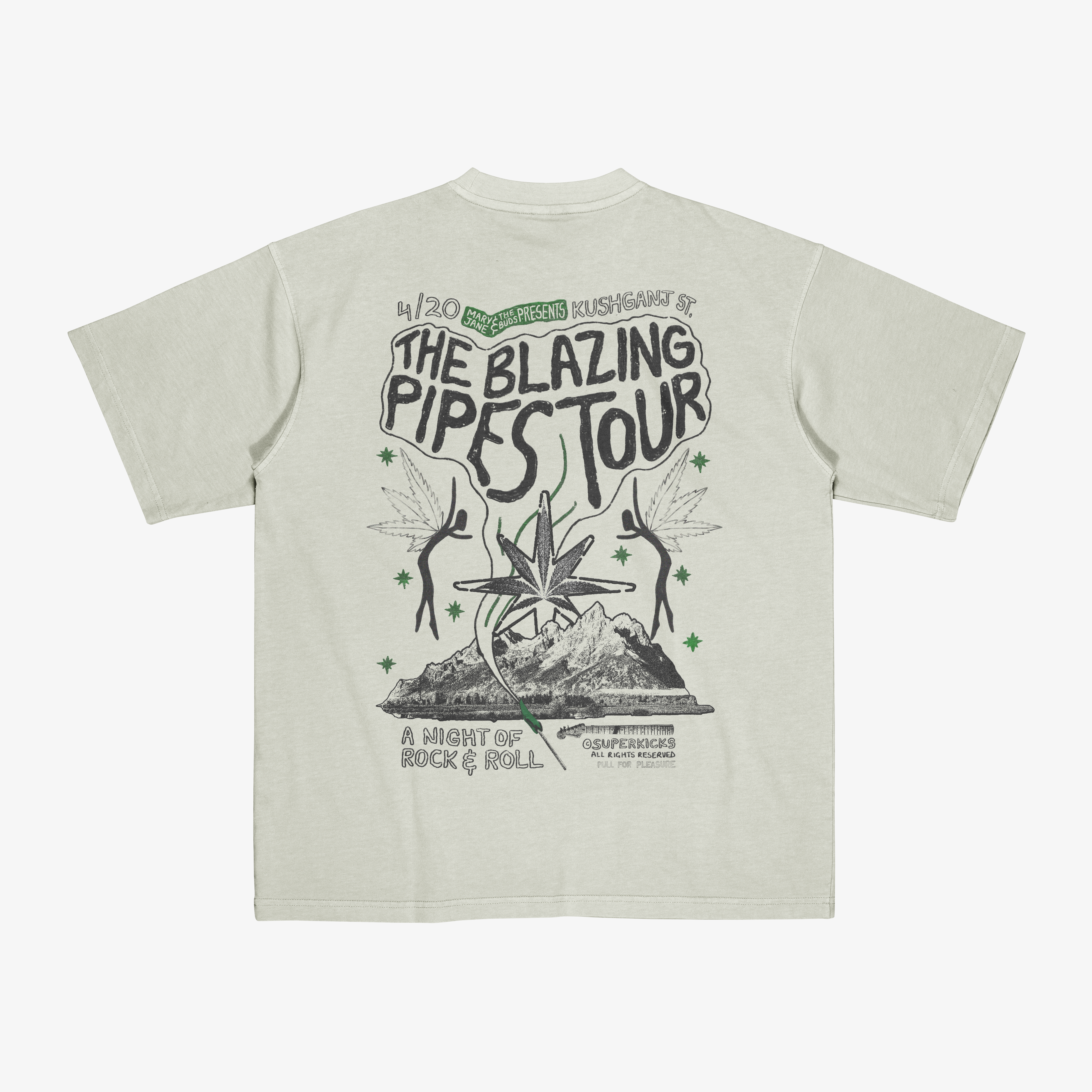 Superkicks MJ & THE BUDS 'CONCERT TEE { SMOKE GREEN
