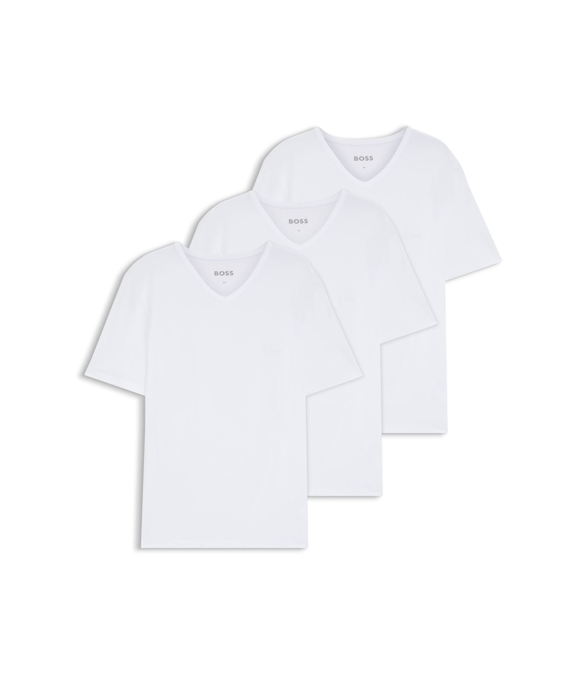 Boss Three Pack Of Cotton V Neck Undershirts White