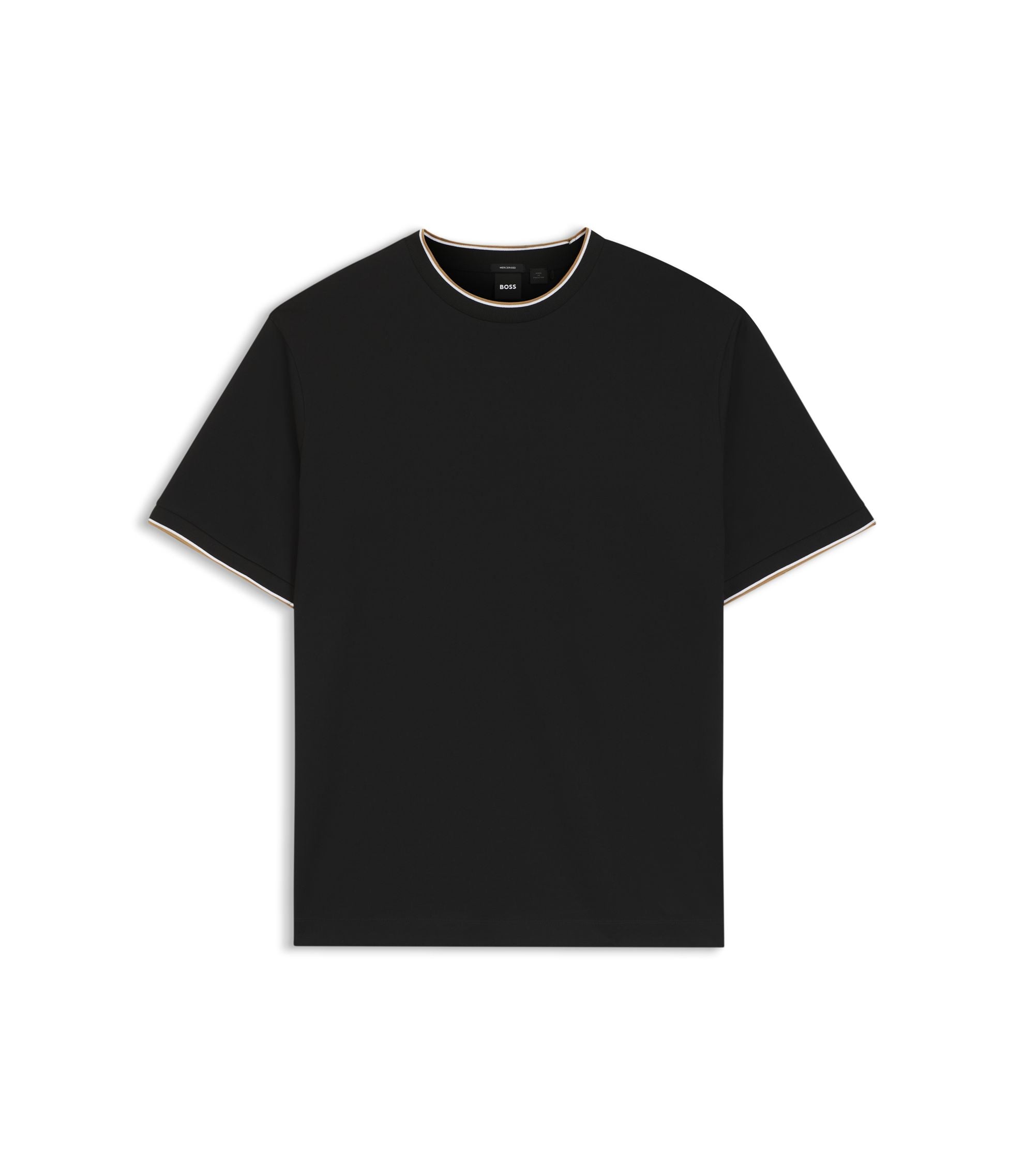 Boss Regular Fit T Shirt In Mercerised Cotton Black
