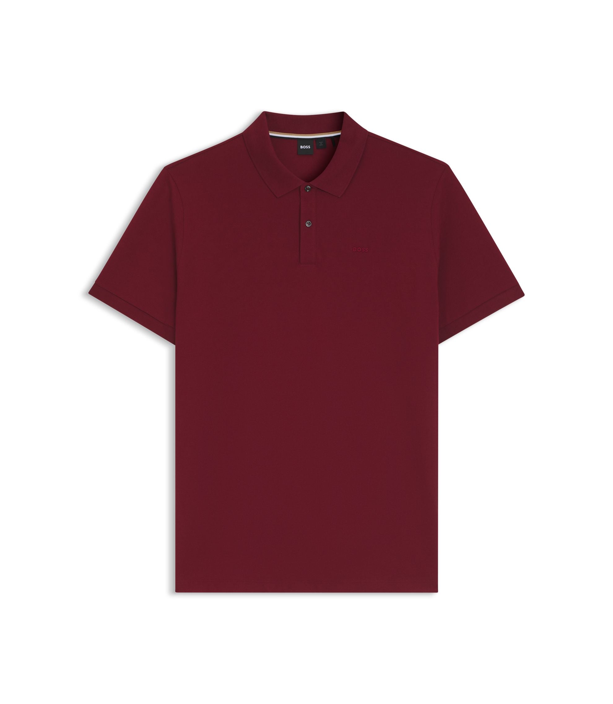Boss Pallas Polo Shirt In Cotton Piqu With Logo Details Dark Red