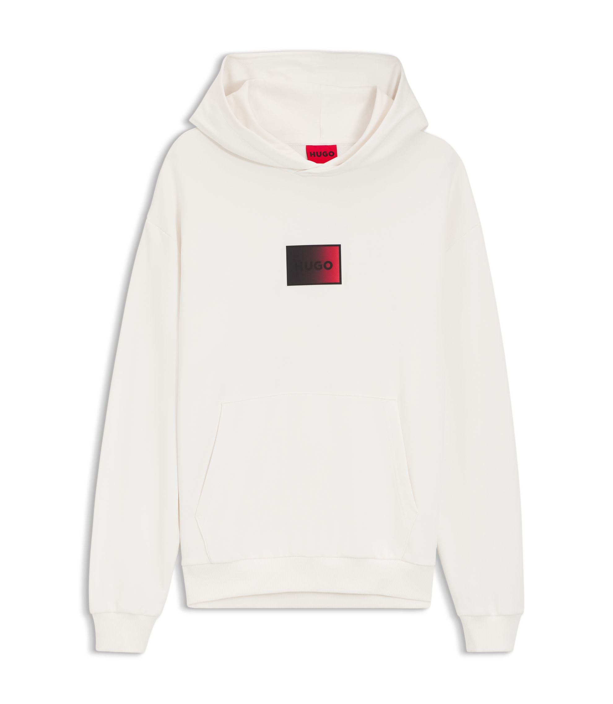 Hugo Gradient Logo Hoodie In Cotton Terry White