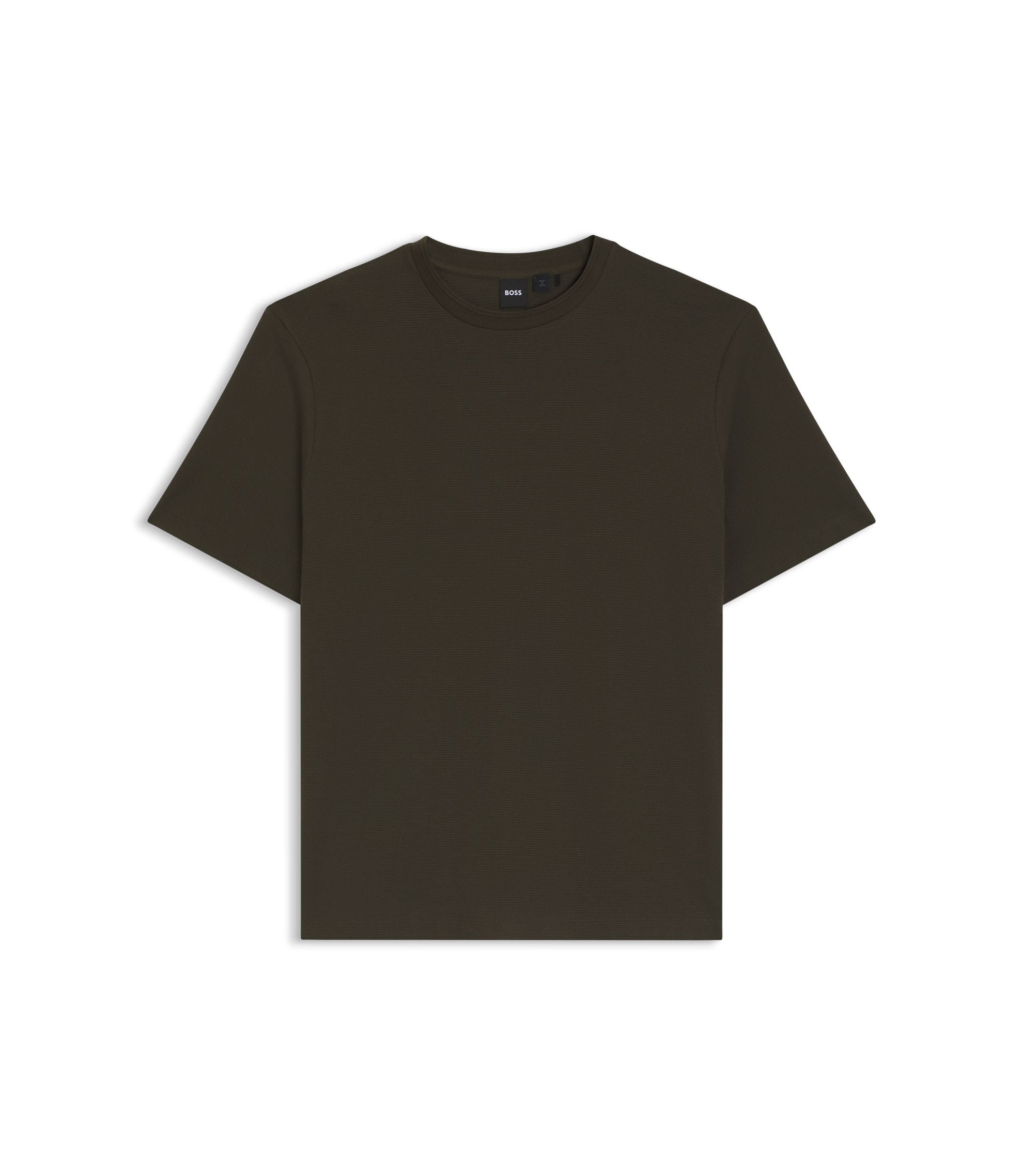 Boss Cotton Blend T Shirt With Bubble Jacquard Structure Light Green