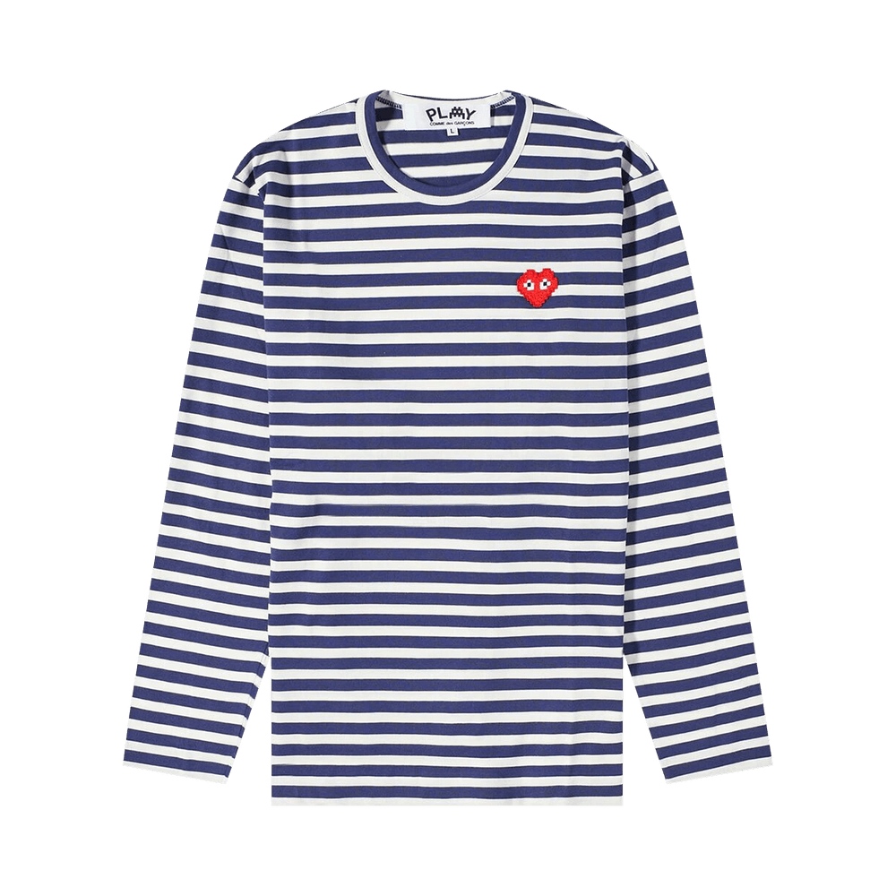 Comme des Garçons PLAY x Invader Striped Long-Sleeve T-Shirt White/Navy