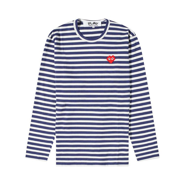 Comme des Garçons PLAY x Invader Striped Long-Sleeve T-Shirt White/Navy