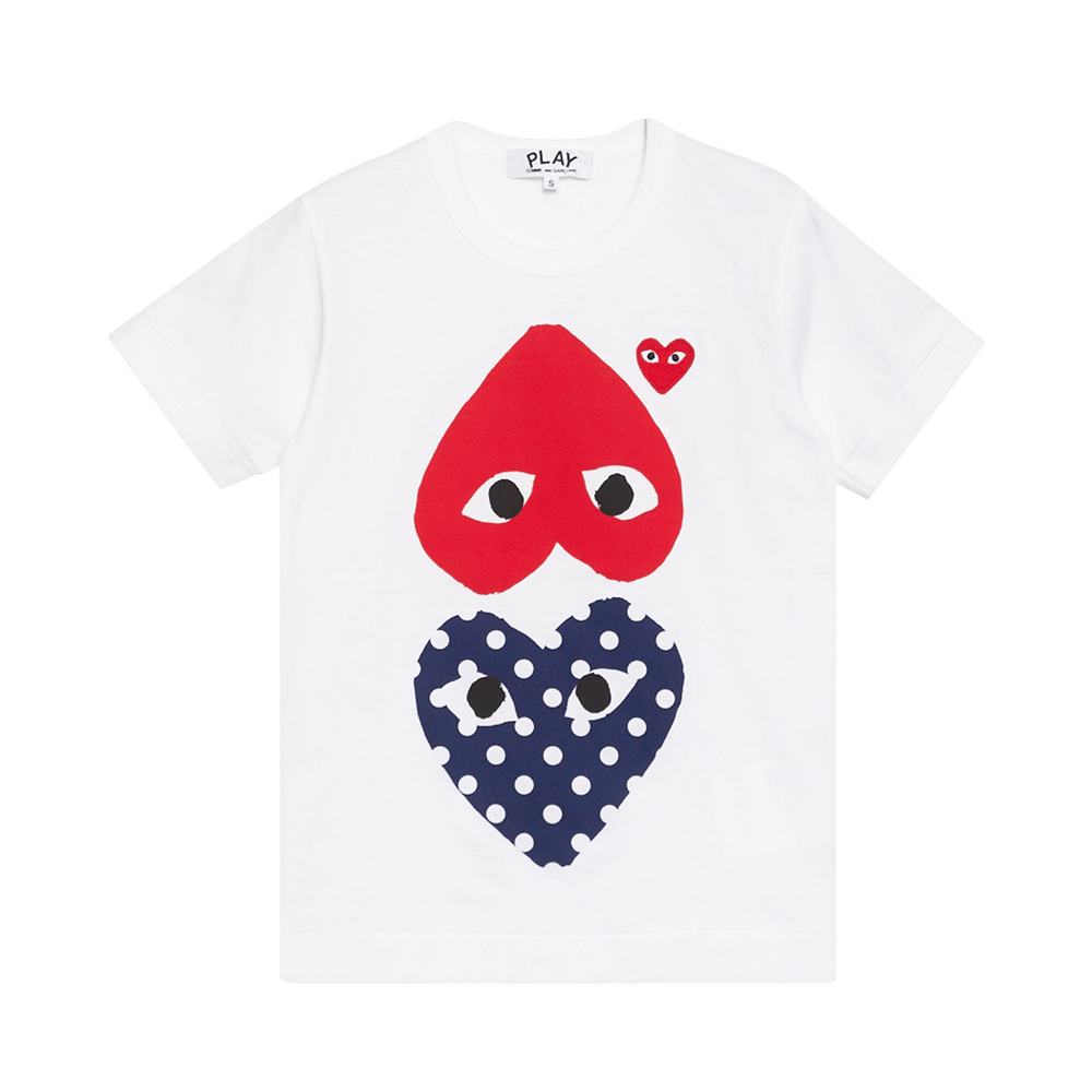 Comme des Garçons PLAY Polka Dot Upside Down Heart T-Shirt White