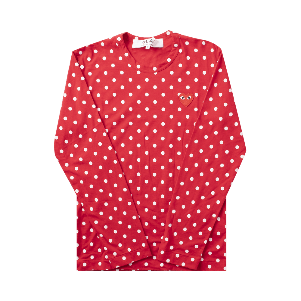Comme des Garçons PLAY Polka Dot Heart Logo Long-Sleeve T-Shirt Red/White