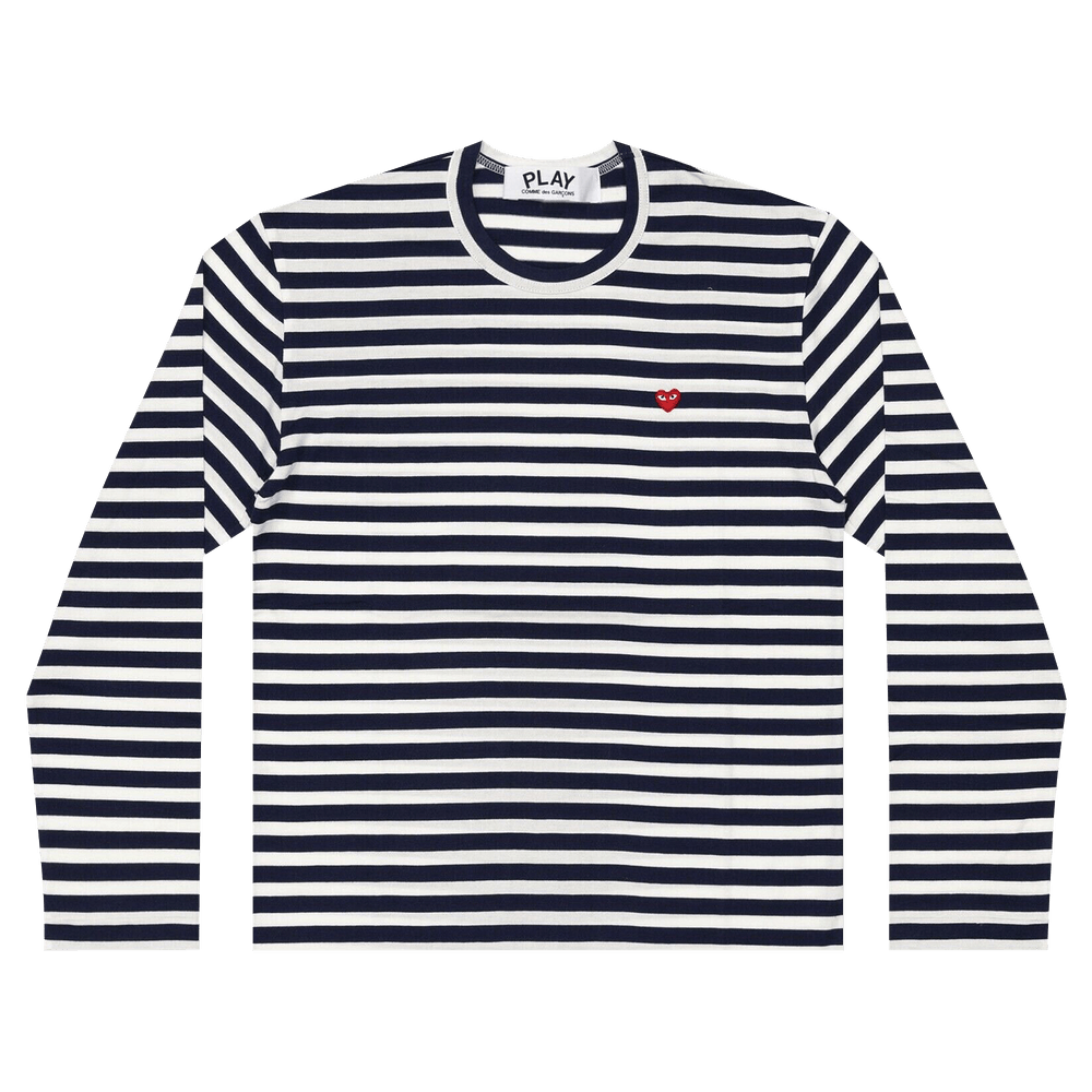 Comme des Garçons PLAY Long-Sleeve Striped T-Shirt With Small Heart Navy/White