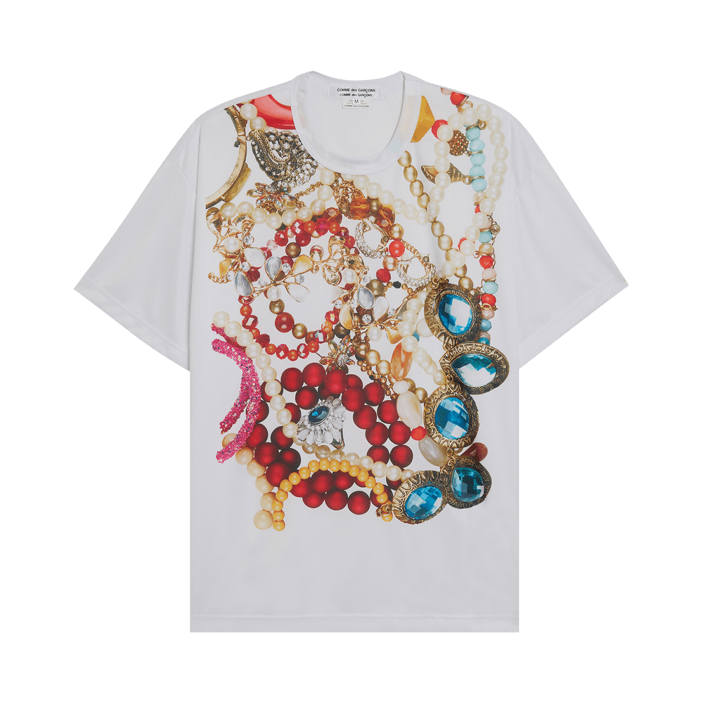 Comme des Garçons Polyester Smooth Print T-Shirt White/D Pattern