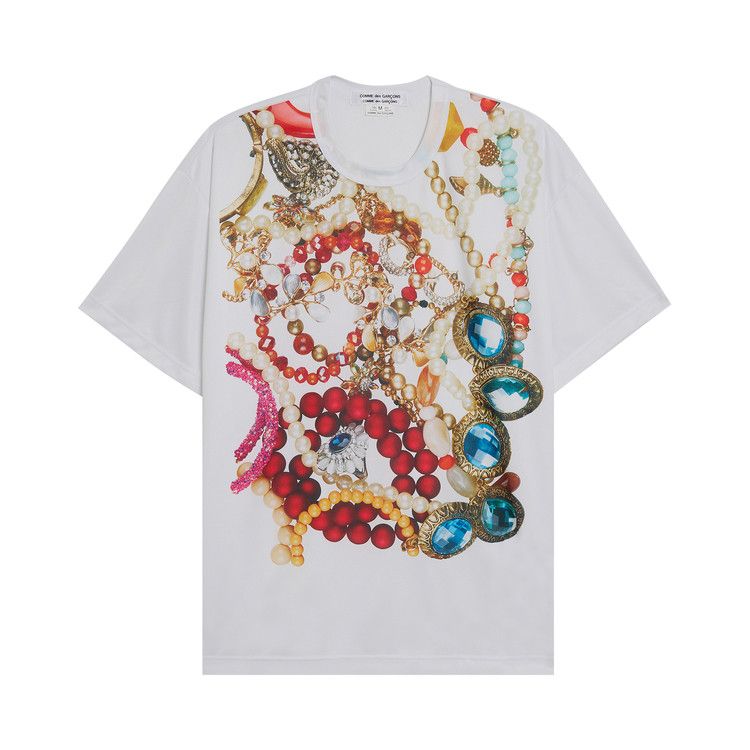 Comme des Garçons Polyester Smooth Print T-Shirt White/D Pattern