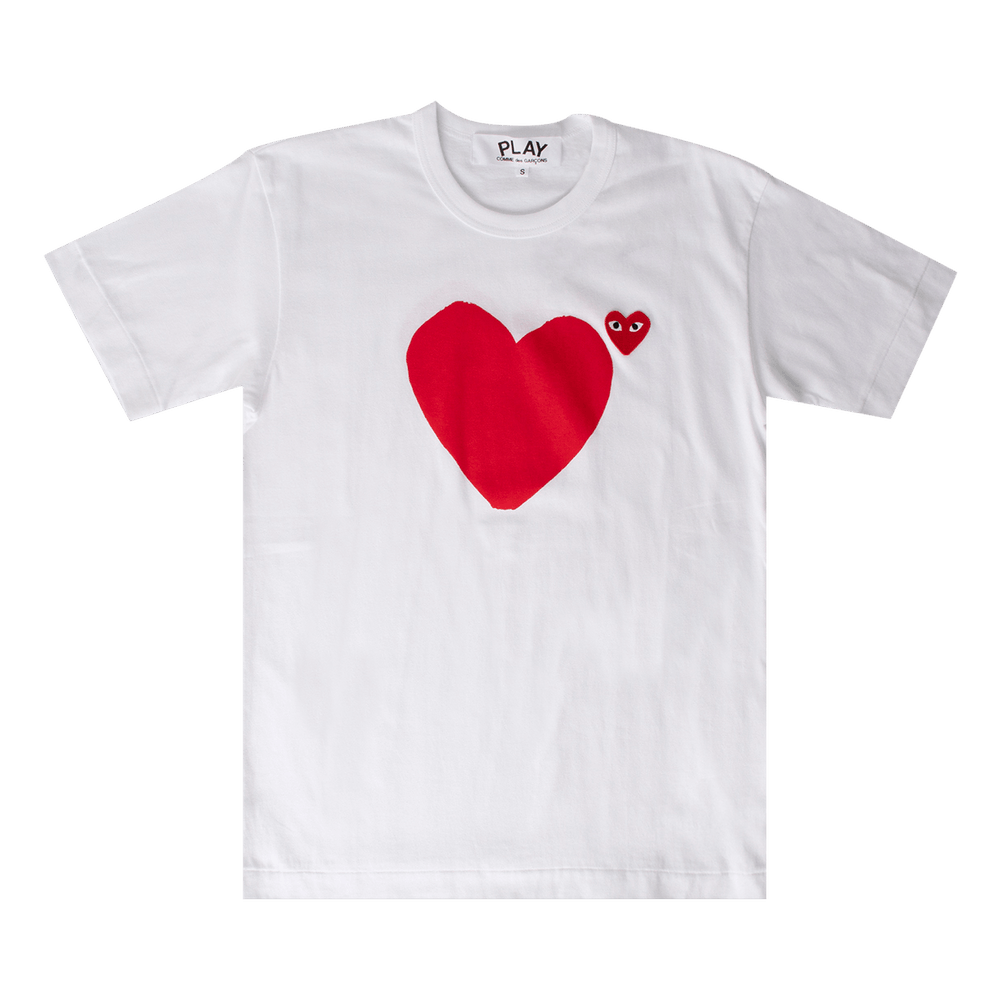Comme des Garçons Play T-Shirt With 2 Small Red Hearts White