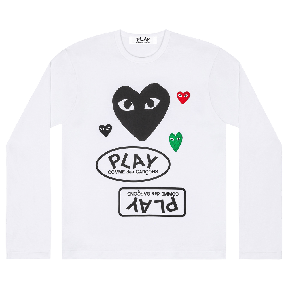 Comme des Garçons PLAY Multi Logo Long-Sleeve T-Shirt White