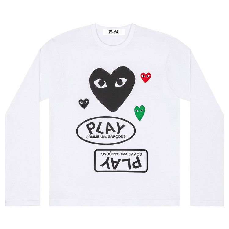 Comme des Garçons PLAY Multi Logo Long-Sleeve T-Shirt White