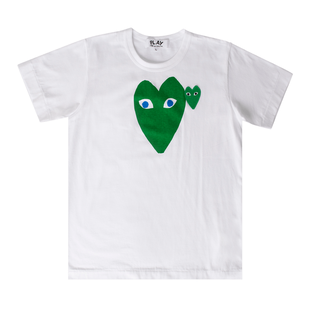 Comme des Garçons PLAY Heart Logo Shorts-Sleeve T-Shirt White/Green