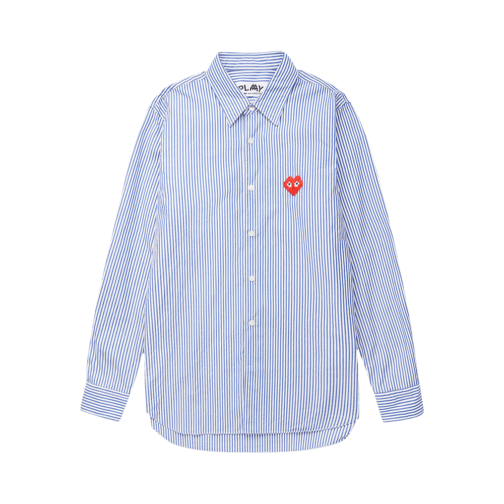 Comme des Garçons PLAY x Invader Heart Stripe Shirt Blue/White Stripe