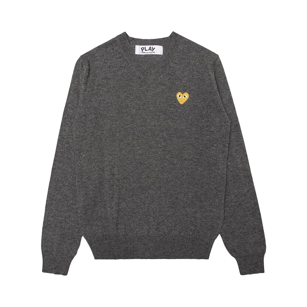Comme des Garçons PLAY Gold Heart Sweater Grey