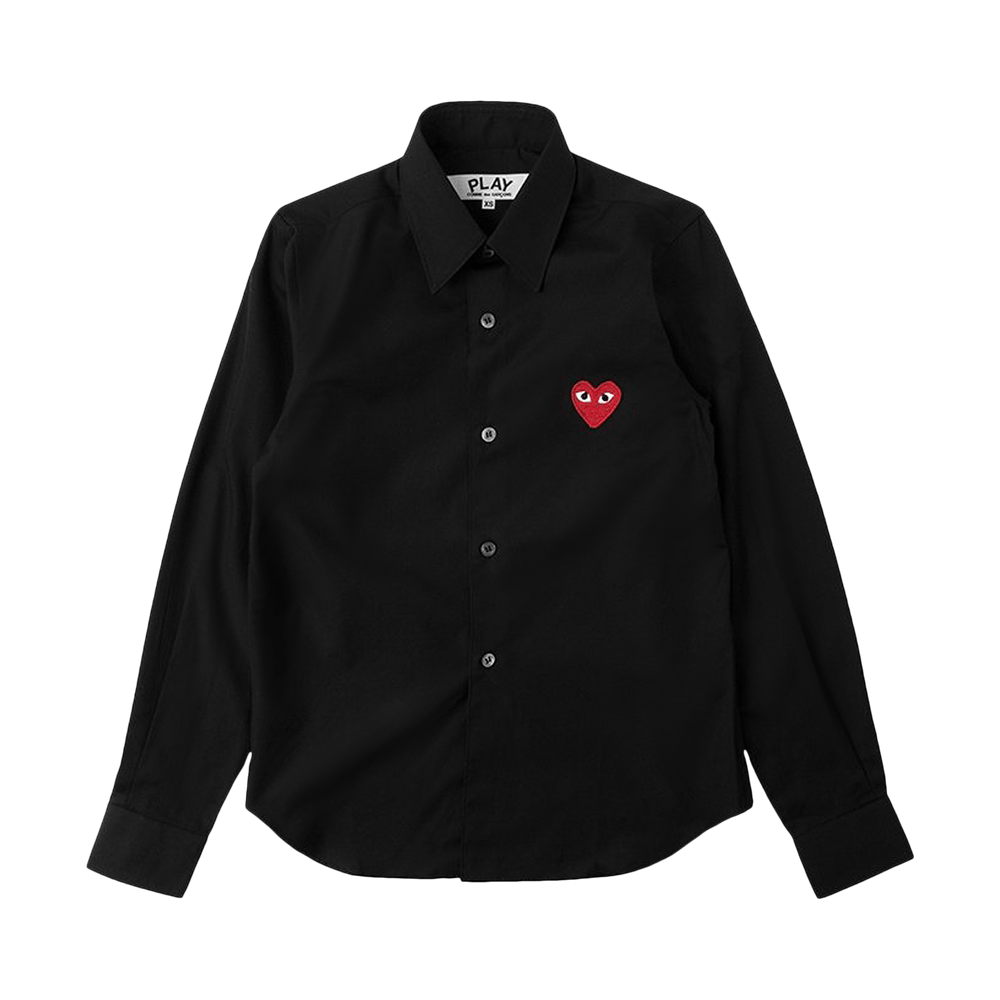 Comme des Garçons PLAY Red Heart Button Up Black