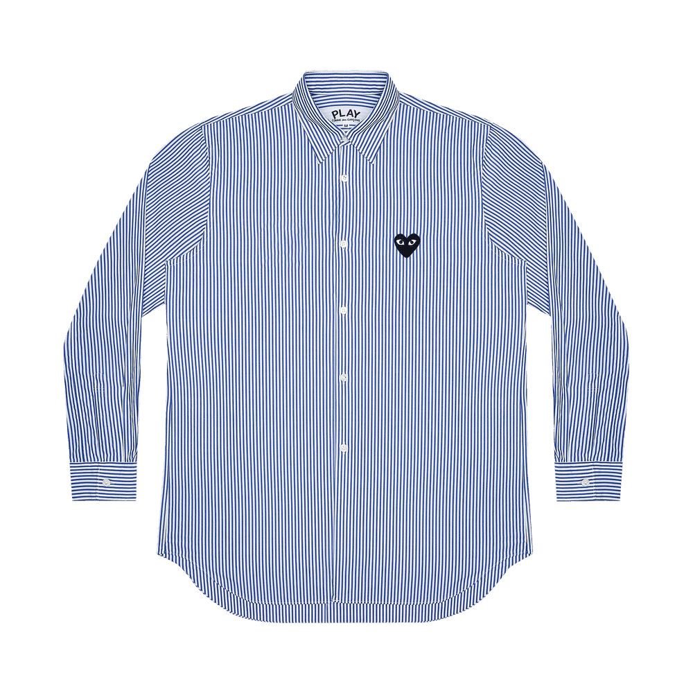 Comme des Garçons PLAY Striped Heart Patch Shirt Blue