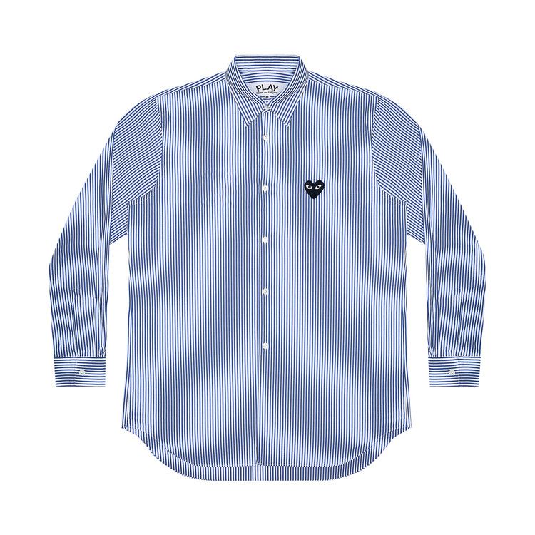Comme des Garçons PLAY Striped Heart Patch Shirt Blue