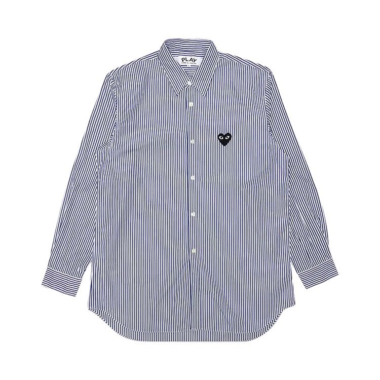 Comme des Garçons PLAY Black Emblem Stripe Button Down Blue