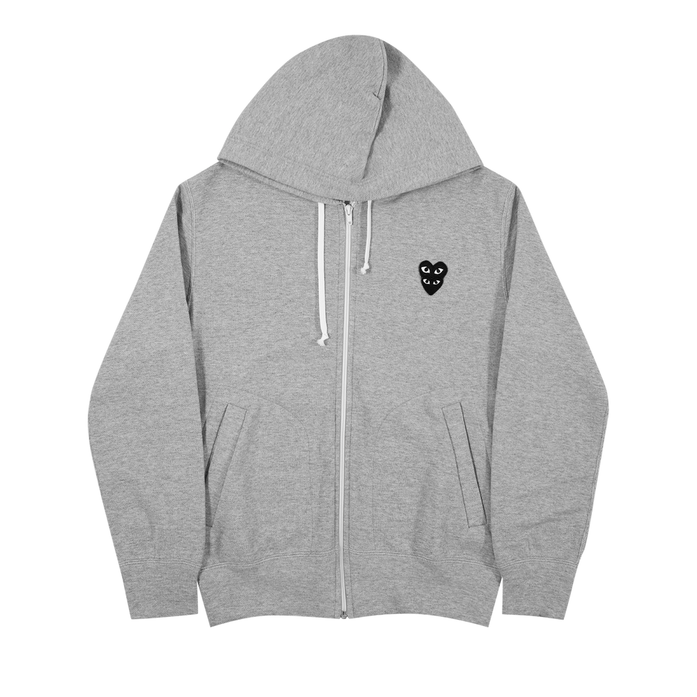 Comme des Garçons PLAY Heart Logo Zip Up Hoodie Grey